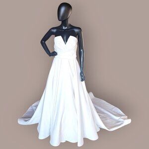 Modern Structured Sweetheart Ivory Matte Satin Wedding Gown  - Alyne by Rita Vin